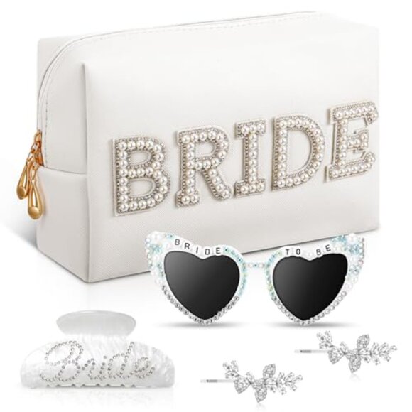 Bride Gift Set Elegant Wedding Accessories Makeup Bag Hair Clips Sunglasses main image 8